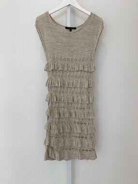 CYNTHIA STEFFE OATMEAL BEIGE KNIT TIERED DRESS SIZE XS NWOTS!
